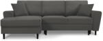 Cosmopolitan Design Sötétszürke kordbársony kinyitható tárolóhelyes sarokkanapé (bal oldali-heverő résszel) Kyoto - Cosmopolitan Design