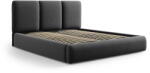 Mazzini Sofa Sötétszürke bársony kárpitozott ágyneműtartós franciaágy ágyráccsal 200x200 cm Brody - Mazzini Beds