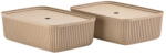 Zone Világosbarna fedeles tárolódoboz szett 2 db-os 48x32x20, 5 cm Pulp - Zone