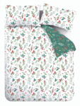 Catherine Lansfield Fehér-zöld kétszemélyes flanel ágyneműhuzat 200x200 cm Holly and Mistletoe - Catherine Lansfield