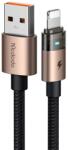 Mcdodo USB-A Lightning adatkábel (CA-6911) töltési fénnyel, átlátszó kábel, 1, 2m - Sivatagi arany