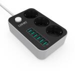 LDNIO Hálózati elosztó 3x aljzat/ 6x USB porttal fekete (SE3631) LDNIO 3.4 antisztatikus 1.6m