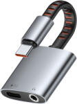 Mcdodo - Audio Adapter - USB-C to USB-C & DC 3.5mm, PD60W, Prémium Hangminőség, Alumínium Ötvözet/Nylon, 0.1m - Szürke