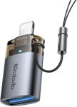 Mcdodo OT-7390 Mcdodo OTG Adapter - USB to Lightning, Alumínium Ötvözet, Töltés és Adatszinkronizálás, Jelzőfénnyel, Akasztóval - Fekete