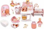 Smoby Set casă pentru păpuși cu 3 roți și cărucior pentru păpușa de 32 cm Large Doll's Play Center Soft Baby Nurse Smoby un cărucior adânc cu sac de daormit și scutece (SM220394-17) Papusa