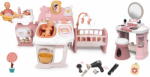 Smoby Set căsuță pentru păpușă cu trei părți și măsuță cosmetică cu scăunel Large Doll´s Play Center Soft Baby Nurse Smoby și coafeză cu uscător electric de păr SM220394-16 (SM220394-16) Papusa
