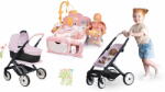 Smoby Set căsuță pentru păpușă electronică cu cărucior adânc Cocoon Nursery Soft Baby Nurse Smoby și păpușă de 32 cm în salopetă cu ochișori adormiți (SM220393-6) Papusa
