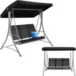  Szabadon álló 3 személyes kerti hinta, ACÉL, 196 cm, tetővel