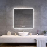 Welland Luxury-Line Sidlux LED tükör - fényerő + színhőfok állítás + páramentesítő + óra - 80 x 80 cm