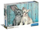 Clementoni Puzzle 500 db HQC - Cat&Bunny (kompakt doboz) (CL35539)