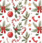 AMBIENTE Szalvéta 25x25cm 20db/csomag Christmas Elements, Magyal és cukorpálca (AMB.32520290)