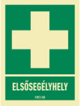  Sorozattábla Elsősegélyhely matrica (ISO 7010-E003 piktogram + felirat) 150x200 mm