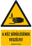  A KÉZ SÉRÜLÉSÉNEK VESZÉLYE! , PVC 1 mm, 160x250