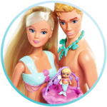 Simba Toys Set Simba Steffi Love Mermaid Family papusa Steffy 29 cm, papusa Kevin 29 cm si accesorii Papusa