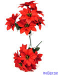 Mikulásvirág 7 ágú selyemvirág csokor 40cm - Piros