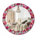  Kerek modern fali tükör üveg nyomtatással 70 cm Rózsaszín pipacs (010090550100300072620)