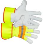 Strend Pro Manusi poliester/piele, reflectorizante, alb si galben, marimea 10/XL, Strend Pro Janus (3134301) - edanco