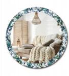  Függő tükör üveg kerettel, nyomott mintával Nagy fi 90 cm Kék pálmafák (010090550120300010898)