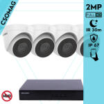 Hikvision 4 turret kamerás IP megfigyelőrendszer 2MP HD turret biztonsági kamera, 2.8 mm-es fix objektívvel, PoE, beépített mikrofonnal, IR LED 30m, kültéri, fém ház (DS7104NIQ14PM-DS2CD1321I28MMF-TURRET-4)