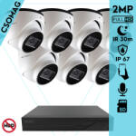 Techson 7 turret kamerás IP megfigyelőrendszer 2MP turret biztonsági kamera, 2.8 mm-es fix objektívvel, PoE, SD kártya foglalattal, beépített mikrofonnal, IR LED 30m, kültéri, fém ház (TCRI12S08PNS-TCIEA5E002