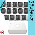 Hikvision 14 cső kamerás analóg megfigyelőrendszer 2MP biztonsági kamera, IR 40m, kültéri (DS7116HGHIM1T-DS2CE17D0TIT3F28MM-KOMPAKT-14)