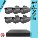Techson 6 cső kamerás analóg megfigyelőrendszer 5MP HD cső biztonsági kamera, 2.8 mm fix objektívvel, antracitszürke fém ház (TCRA12S408NS-TCAEB3C005I50A28-KOMPAKT-6)