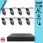 Techson 8 cső kamerás analóg megfigyelőrendszer 2MP HD cső biztonsági kamera, 2.8 mm fix objektívvel (TCRA12S408NS-TCAEB5C902IH28-KOMPAKT-8)