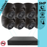 Techson 8 dome kamerás analóg megfigyelőrendszer 5MP HD dóm biztonsági kamera, 2.8 mm fix objektívvel, antracitszürke fém ház (TCRA12S408NS-TCAEB3E005IA28-DOME-8)