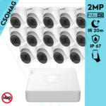 Hikvision 14 turret kamerás analóg megfigyelőrendszer 2MP biztonsági kamera, IR 20m, beltéri (DS7116HGHIM1T-DS2CE76D0TITPF28MMC-TURRET-14)