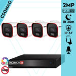 Provision-ISR 4 cső kamerás analóg megfigyelőrendszer 2MP színes éjjellátó biztonsági kamera 20m fehérfény (SH4100A5N2L-PRBSV320AR36-KOMPAKT-4)