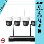 Hikvision 4 dóm kamerás WIFI megfigyelőrendszer 4MP dóm biztonsági kamera, 4.0 mm-es fix objektívvel, beépített WiFi antennával és mikrofonnal, microSD kártyafoglalat, infravörös éjjellátó, IR 30m, kültéri (DS7