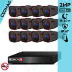 Provision-ISR 12 cső kamerás analóg megfigyelőrendszer 2MP HD Pro biztonsági kamera, variálható fókuszú objektív, 40m éjjellátás (SH16200A5N2LMMV2-I4320AVFG-KOMPAKT-12)