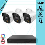 Techson 3 cső kamerás analóg megfigyelőrendszer 5MP HD cső biztonsági kamera, 2.8 mm fix objektívvel, beépített mikrofon (TCRA12S204NS-TCAED1C905WIA28-KOMPAKT-3)