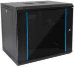 Techson RACK_TC_54X40X9U 540 x 400 mély 9U magas, fali 19"-os rackszekrény, üvegajtó, fekete (TH-RACK-TC-54X40X9U)