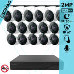 Techson 16 dome kamerás analóg megfigyelőrendszer 2MP NightVision HD dóm biztonsági kamera, 2.8 mm fix objektívvel, valós WDR, beépített mikrofonnal (TCRA12M816-TCAMS3E002IHA28-DOME-16)