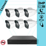 Techson 6 cső kamerás analóg megfigyelőrendszer 2MP HD cső biztonsági kamera, 2.8 mm fix objektívvel (TCRA12S408NS-TCAEB5C902IH28-KOMPAKT-6)