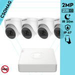 Hikvision 4 turret kamerás analóg megfigyelőrendszer 2MP biztonsági kamera, IR 20m, beltéri (DS7104HGHIM1T-DS2CE76D0TITPF28MMC-TURRET-4)