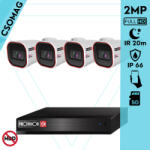 Provision-ISR 4 cső kamerás IP megfigyelőrendszer 2MP HD cső biztonsági kamera, 2.8 mm-es fix objektívvel, PoE, beépített mikrofonnal, IR LED 20m, kültéri, fém ház (NVR54100PXNMM-I2320IPSN28V4-KOMPAKT-4)