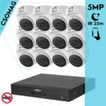 Dahua 12 dome kamerás analóg megfigyelőrendszer 5MP HD dóm biztonsági kamera, 2, 8 mm fix objektív, beltéri (XVR5116HSI3-HACT1A51U0280BS2-DOME-12)