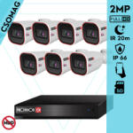 Provision-ISR 7 cső kamerás IP megfigyelőrendszer 2MP HD cső biztonsági kamera, 2.8 mm-es fix objektívvel, PoE, beépített mikrofonnal, IR LED 20m, kültéri, fém ház (NVR58200PXNMM-I2320IPSN28V4-KOMPAKT-7)