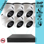 Techson 8 dome kamerás analóg megfigyelőrendszer 2MP HD dóm biztonsági kamera, 2.8 mm fix objektívvel (TCRA12S408NS-TCAEB5E002IH28-DOME-8)