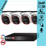 Provision-ISR 4 dome kamerás analóg megfigyelőrendszer 2MP színes éjjellátó biztonsági kamera 20m fehérfény (SH4100A5N2L-DV320AR36-DOME-4)