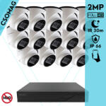 Techson 14 dome kamerás analóg megfigyelőrendszer 2MP HD dóm biztonsági kamera, 2.8 mm fix objektívvel (TCRA12M816-TCAEB5E002IH28-DOME-14)