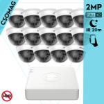 Hikvision 14 dome kamerás analóg megfigyelőrendszer 2MP biztonsági kamera, IR 20m, beltéri (DS7116HGHIM1T-DS2CE56D0TIRMMF28MMC-DOME-14)