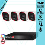 Provision-ISR 4 cső kamerás IP megfigyelőrendszer 2MP HD cső biztonsági kamera, 2.8 mm-es fix objektívvel, hibrid világítással, PoE, beépített mikrofonnal, IR 20m, kültéri (NVR54100PXNMM-BSH320IPBN28-KOMPAKT-4)