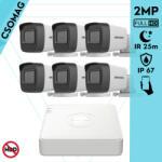 Hikvision 6 cső kamerás analóg megfigyelőrendszer 2MP biztonsági kamera, IR 25m, beltéri és kültéri (DS7108HGHIM1T-DS2CE16D0TITPF36MMC-KOMPAKT-6)