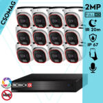 Provision-ISR 12 dome kamerás analóg megfigyelőrendszer 2MP színes éjjellátó biztonsági kamera 20m fehérfény (SH16200A5N2LMMV2-DV320AR36-DOME-12)