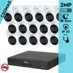 Dahua 16 dome kamerás analóg megfigyelőrendszer 2MP HD dóm biztonsági kamera, 2.8 mm fix objektívvel (XVR5116HSI3-HACHDW1200TRQ0280BS6-DOME-16)