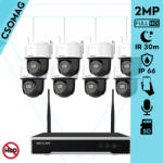 Hikvision 8 dóm kamerás WIFI megfigyelőrendszer 2MP dóm biztonsági kamera, 4.0 mm-es fix objektívvel, beépített WiFi antennával és mikrofonnal, microSD kártyafoglalat, infravörös éjjellátó, IR 30m, kültéri (DS7