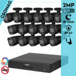 Dahua 16 cső kamerás analóg megfigyelőrendszer 2MP HD cső biztonsági kamera, 2, 8 mm fix objektív, hibrid fény (XVR5116HSI3-HACHFW1200CMILA0280BS6BLACK-KOMPAKT-16)